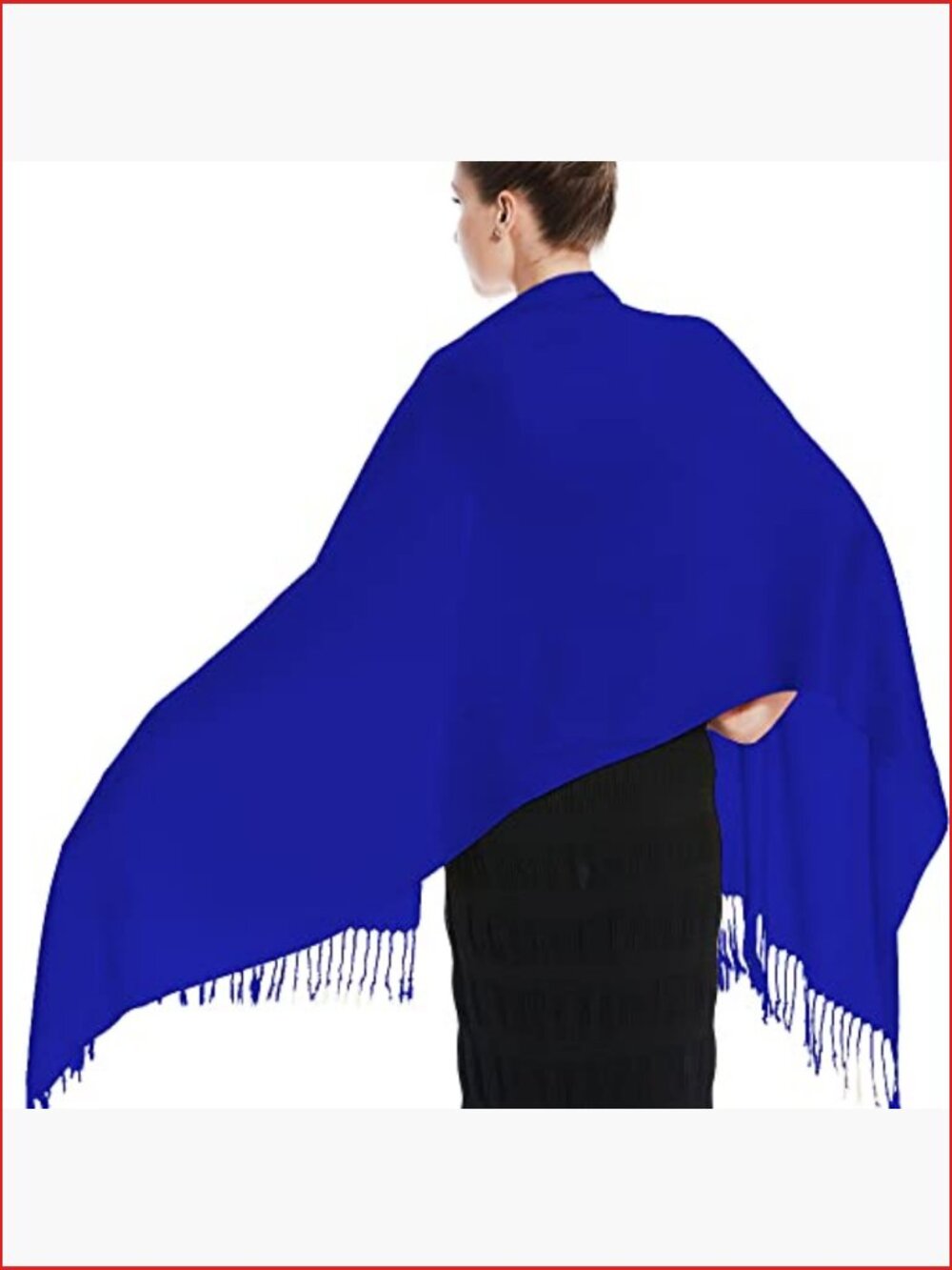 Large Soft Silky Pashmina Shawl Wrap Scarf in Plain Solid Colors with Hand - Picture 5 of 6